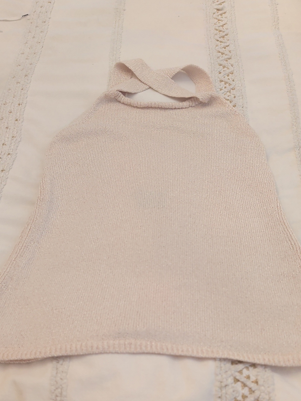Massimo Dutti Cream Ribbed Halter Tank